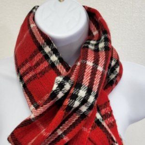 Royal Rossi Scarf Wrap 100% Cashmere Red Plaid Tartan Rectangle 60" X 11"